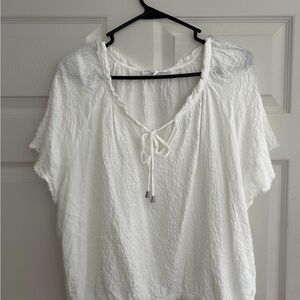 Chic White Blouse with Tie Front